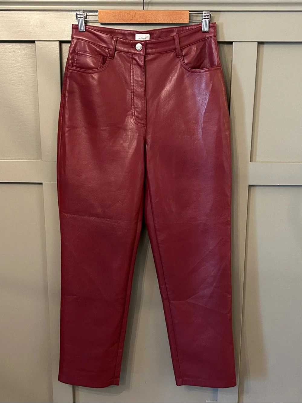 Aritzia Wilfred The Melina High Waist Vegan Leather Pants Garnet Red Size 8